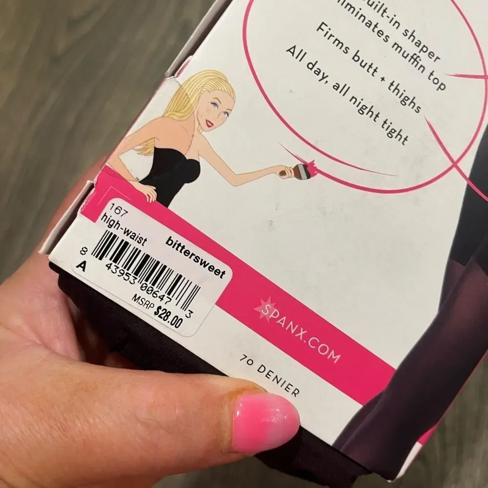 NWT Spanx High Waisted Tights 70 Denier Opaque All Day Shaping Bittersweet Sz A